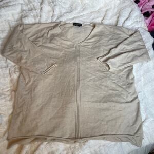 JOAN VASS Cream Sweater Knit Pullover‎ 3/4 Length Sleeve 2x Plus Size Top Blouse